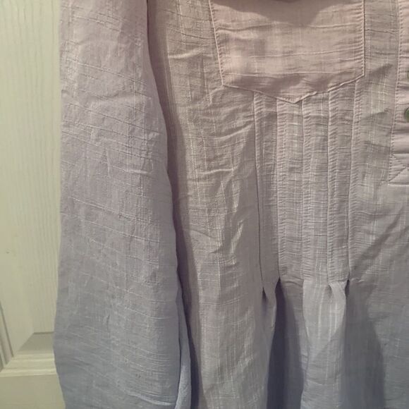 Zac‎ & Rachel Pink and Purple Ombré Blouse Size S Pockets V Neck Henley Office - Picture 5 of 11